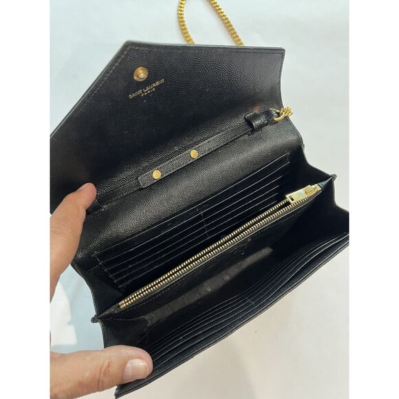 YSL Saint Laurent Metalasse Chain Envelope Bag in Black - Picture 3 of 6